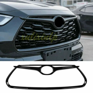 Fit For 2020-2022 Toyota Highlander Gloss Black Frame Front Grille Cover Trim - Picture 1 of 6