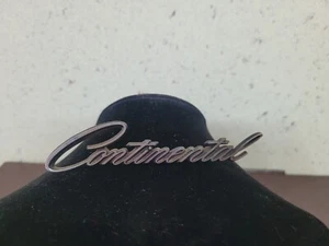 Vintage Lincoln Continental Automobile Name Plate Emblem Logo Silver Cursive - Picture 1 of 3