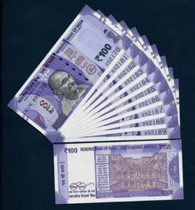 India 100 RUPEES P-112 2021 x 10 Pcs BUNDLE Lot Gandhi UNC Indian Currency NOTE - Picture 1 of 4