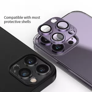 Aluminum Camera Lens Tempered Glass Cover For iPhone 15 14 13 12 11 Pro Max Plus - Photo 1 sur 21