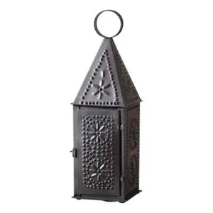 Steeple Lantern Taper Candle Primitive Punched Tin Home Decor Irvin's Tinware - Picture 1 of 3