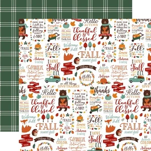 2 Sheets of Echo Park Paper HAPPY FALL 12x12 Cardstock - Hello Autumn - Picture 1 of 1