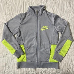 Nike Swoosh Track Full Zip Jacket, Size 4/XS, Gray & Neon - Picture 1 of 4