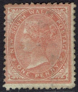 NEW SOUTH WALES 1864 QV 1D WMK SINGLE LINED '1' PERF 13 UNUSED - NO GUM - Picture 1 of 2