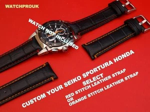 QUALITY LEATHER  STRAP TO FIT SEIKO HONDA SPORTURA 7T62-0GR0 SNA749 7T62-OGRO - Picture 1 of 15