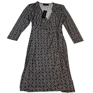 Black Label by Evan Picone Womens Sz 10 Polka Dot Faux Wrap Dress Navy White New - Picture 1 of 3