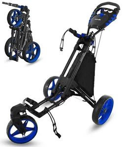 SereneLife Premium Foldable Golf Push Cart 3 Wheel – Lightweight Aluminum Frame, - Picture 1 of 7