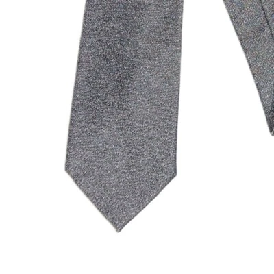 The Tie Bar Silk Linen Blend Tie Men’s 62.5” Solid Gray Designer Classic Tie New - Image 1 of 4