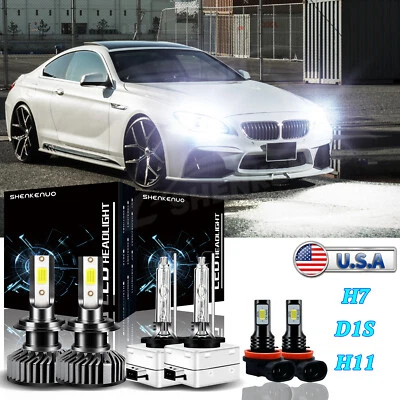 Faro delantero LED/HID de haz alto bajo bombillas antiniebla blanco para BMW 650i 2008-2010 Foto 1 de 4