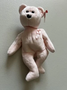 Ty Beanie Baby 2003 “Cure” Stuffed 8.5” Plush Bear Breast Cancer - Picture 1 of 7