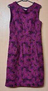 White Stuff Dress Purple Floral Sleeveless Lined Collared Pockets Size 10