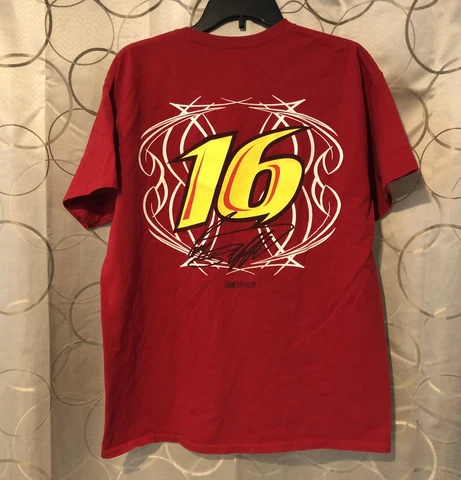 NASCAR #16 Greg Biffle Red 3M 100% Cotton T Shirt Size Large Short Sleeve Tee Cover