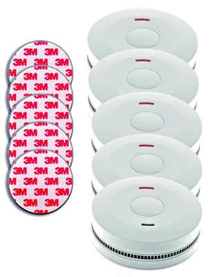 5er Rauchmelder  Set Jeising SD-432 mit Klebepad ,langlebige 10 Jahres Batterie - Bild 1 von 4