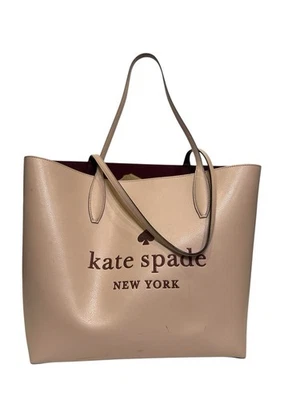 Kate Spade Glitter On Leather Huge Tote Revers. Rose/Burgundy Handbag Authentic - Image 1 of 4