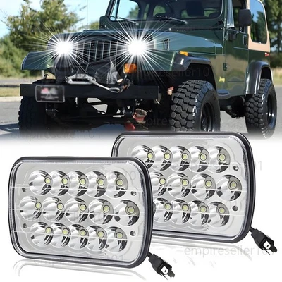 Pair For Jeep Wrangler YJ 1987-1995 5X7 7x6" inch LED Headlights H6054 Rectangle - Image 1 of 4