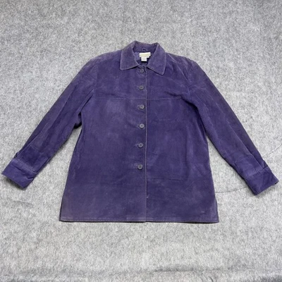 Coldwater Creek Jacket Womens Medium Suede Button Front Lined Coat - Image 1 of 4