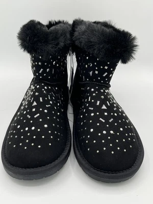 Sugar & Jade Girl's Studded Faux  Black Suede Booties Size 6 - Image 1 of 4
