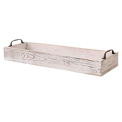 Rustic Wooden Serving Trays Rectangular with Handle,Ottoman Tray for Living R... - Image 1 of 4