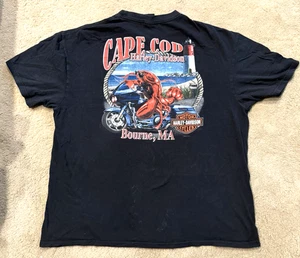 Harley Davidson Cape Cod Tee Mens Black 2011 Front and Back Lobster Hit Size 2XL - Picture 1 of 9