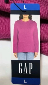 GAP Damen Baumwollpullover mit Rundhalsausschnitt, seitlicher Schlitz, rosa, Größe - L - Bild 1 von 7