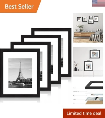 Elegant 11x14 Picture Frame Set of 4 - Rustic Design with Easy Mounting Options - Image 1 of 4