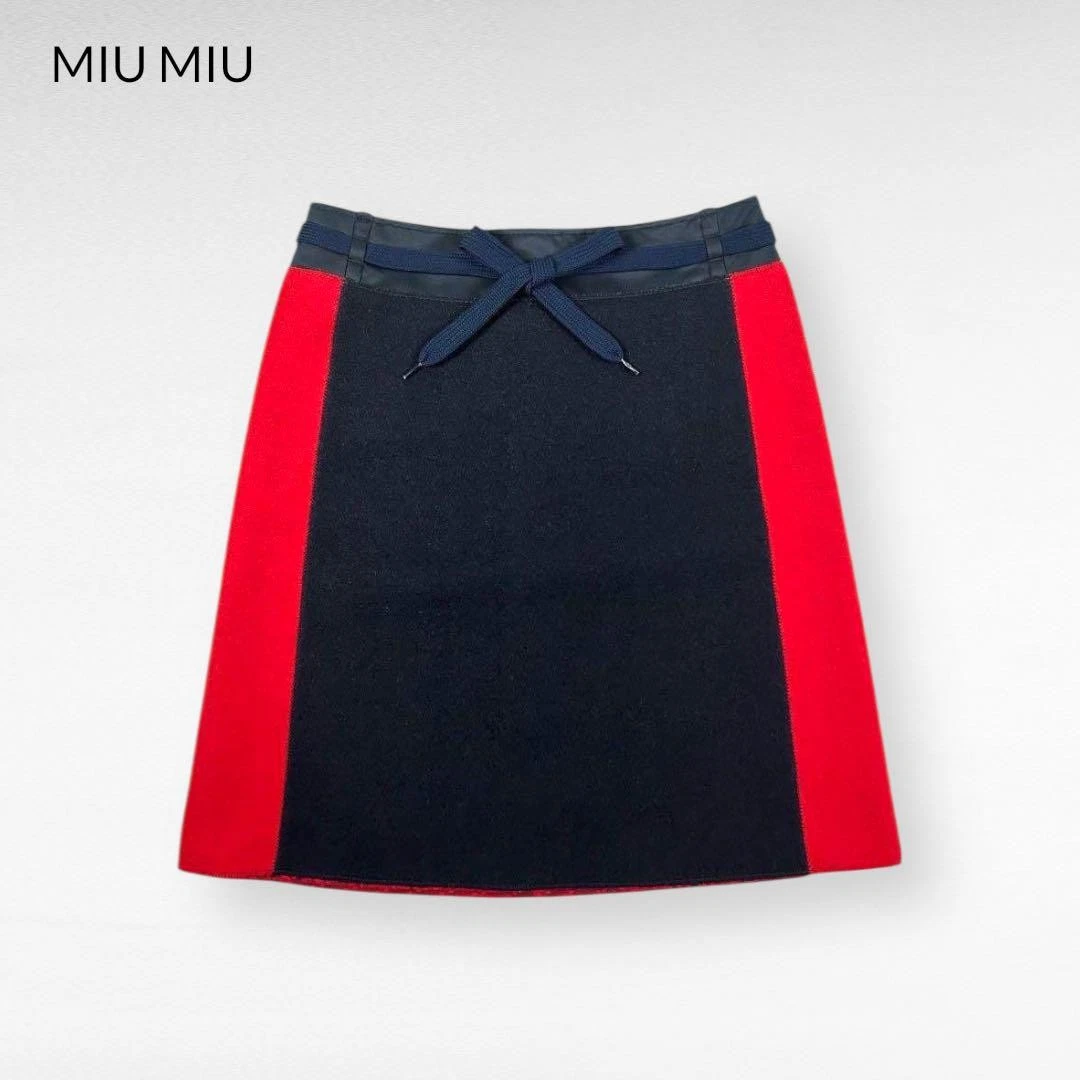 【美品】miumiu 2015SS ウール フレアスカート miumiu