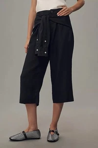 NWT Anthropologie 100% Linen Shirt Tie Capri Pants- 12 - Picture 1 of 11