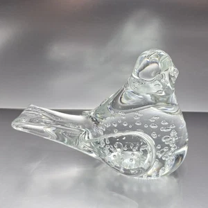 Estatuilla de paloma/pájaro vintage de vidrio artístico transparente con burbujas controladas/pisapapeles Estate - Imagen 1 de 13