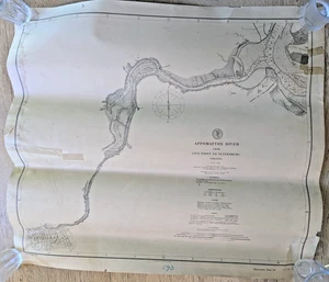 1893 U.S. Coast Survey Map Chart Appomattox River City Point to Petersburg VA - Picture 1 of 7
