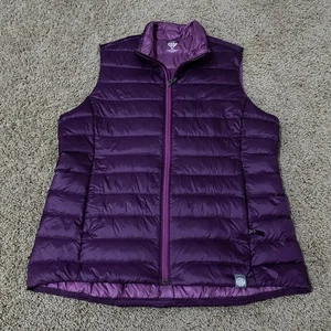 REI Co-op Puffer Weste Damen XL lila Gänsedaunen gesteppt durchgehender Reißverschluss Nylon Taschen - Bild 1 von 8