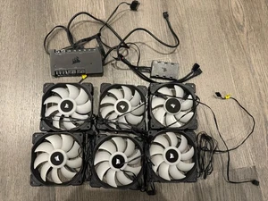 6 X corsair sp120 rgb With Commander Pro, RGB Hub, And Fan Splitter - Afbeelding 1 van 2