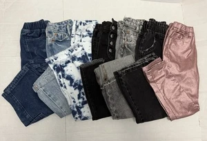 Lot 7 RIVER ISLAND, ZARA Girls Blue, Black, Gray, Pink Jeans Sz 5-7 - Picture 1 of 8