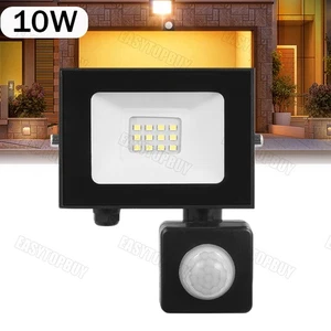 10W LED Inundador con Detector de Movimiento Faro Exterior Foco Lámpara Blanco Cálido - Imagen 1 de 11