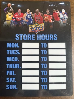 Upper Deck Trading Cards 12x9 "Store Hours" Plastic Hobby and Card Shop Sign - Image 1 of 2