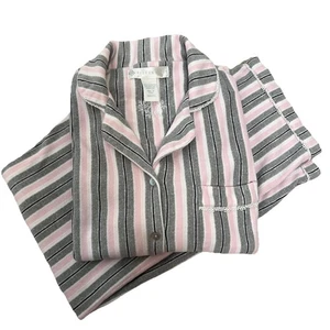 Eileen West Fleece 2 Piece Pajama Set Womens S Striped Sleep Wear Cottagecore - Picture 1 of 11