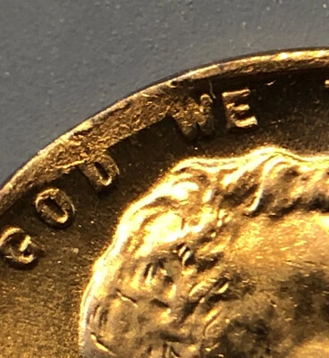 1944-P 1C LINCOLN WHEAT CENT MINT ERROR "CLIP"GEM BU RED. - Image 1 of 4