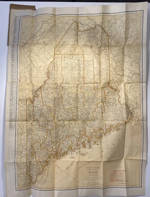 Mapa de bolsillo indexado Rand McNally de Maine, 1921, mapa plegable de dos caras Foto 1 de 4