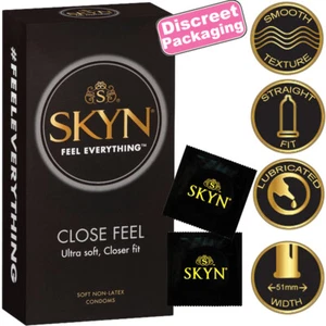 Lifestyles SKYN Close Feel 12-100 CONDOMS Closer 51mm LUBRICATED Sex Non-Latex - Picture 1 of 55