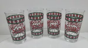Seasons Greetings Stained Glass Drinking Glasses ~ Set of 4 - Picture 1 of 12