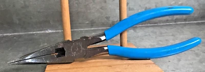 Alicate vintage CHANNEL LOCK 317 nariz larga 8" con cortador lateral (mango azul) Excel Foto 1 de 4