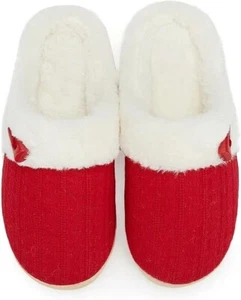 NineCiFun Women's Slip On Fuzzy House Slippers w/ Memory Foam - Red 9-10 - Picture 1 of 3