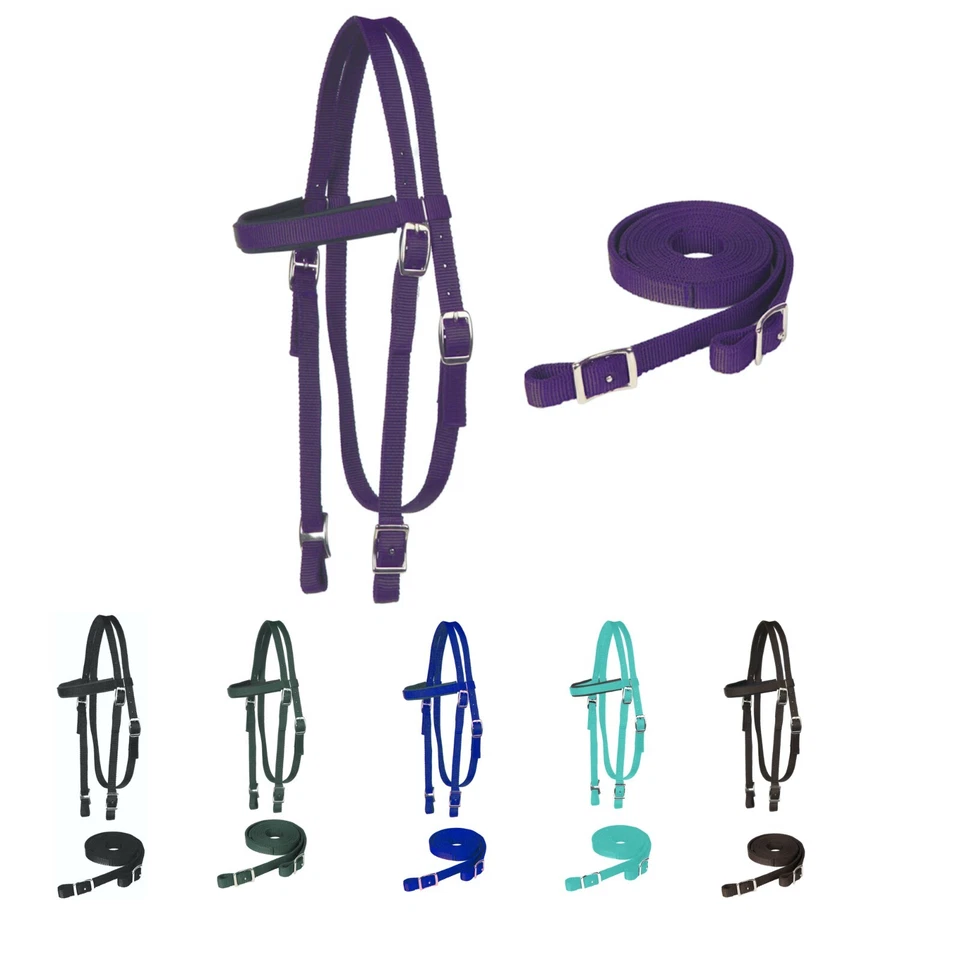 Majestic Ally Nylon Acolchado Diadema con Riendas para Caballos Foto 1 de 4