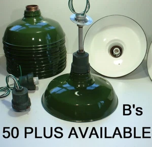 ONE 16" BENJAMIN Top Hierro Fundido Porcelana Industrial Granero Verde Vintage Luz B's - Imagen 1 de 12