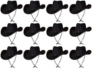 Pack Of Black Studded Cowboy Cowgirl Wild West Fancy Dress Hen Party Hats Lot - Picture 1 of 6