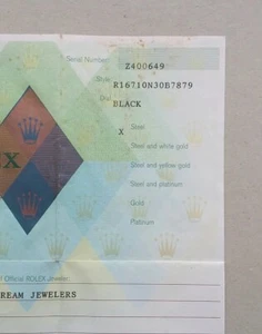 ROLEX Garanzia Warranty Booklet Paper Gmt-Master 16710 / Z - Imagen 1 de 3