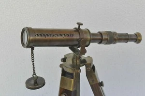 Antiguo Telescopio Náutico Marino Latón Espía Marítimo Madera Trípode Soporte Regalo - Imagen 1 de 7