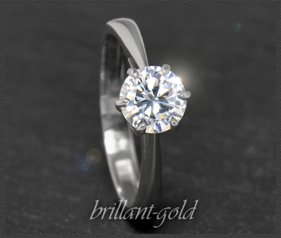 Diamant Ring, 1,26ct River D & Si Brillant, 585 Weißgold, Damen Solitär - Bild 1 von 4