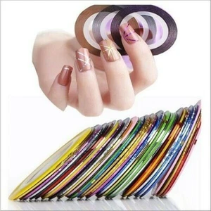30 Rolls Nail Art Sticker Adhesive Striping Tape Line Decals Decoration 1mm - Picture 1 of 12