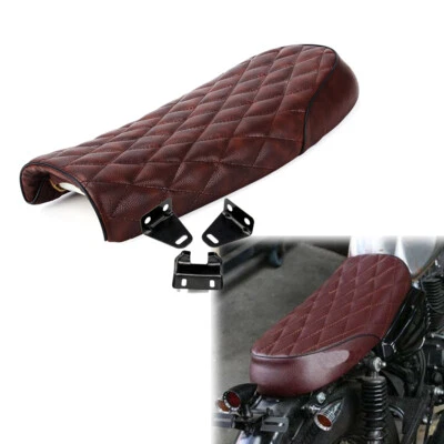 Universal Brown Motorcycle Cafe Racer Seat Flat Saddle For Honda Suzuki Yamaha - Image 1 of 4