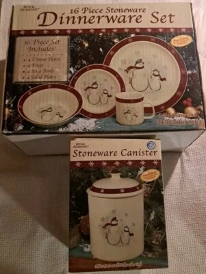 Juego de cena de gres Royal Seasons "Snowmen" 16 piezas Navidad de colección y bote  Foto 1 de 4